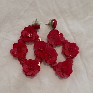 Jcrew Floral Red Statement Earrings